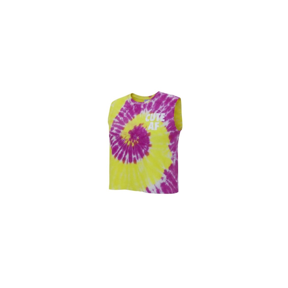 rue21 Muscle Tank Womens L Yellow Purple New Tie Dye Graphic Crop Top